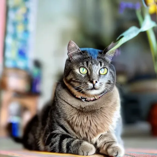 Prompt: photo of a cat as buddha