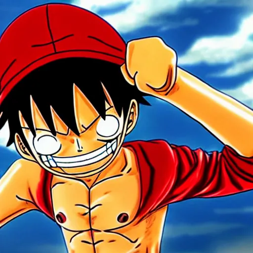 Prompt: luffy from one piece about to punch you in the face, hightly detailed, anime