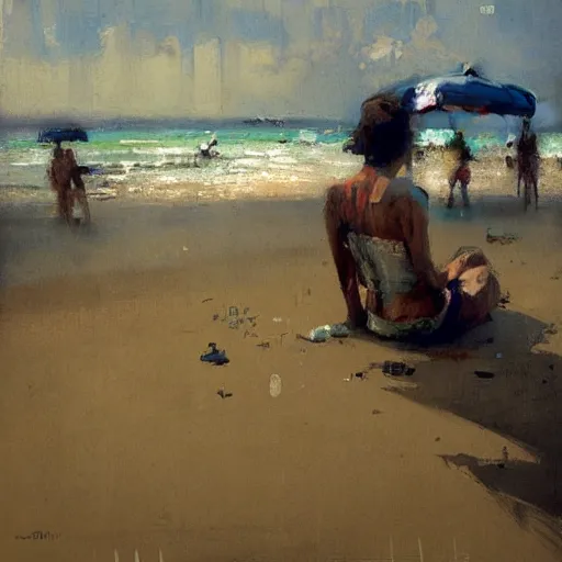 Image similar to ipanema beach painting by jeremy mann