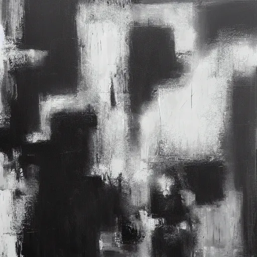 Image similar to a solemn simulacrum, trending on artstation, masterpiece, abstract black and white painting