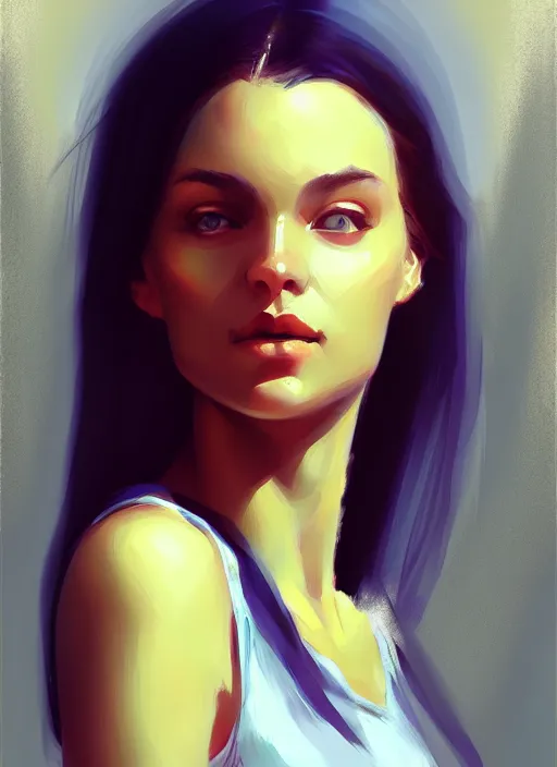 Image similar to portrait of a gorgeous young woman in the style of stefan kostic, artstation, concept art