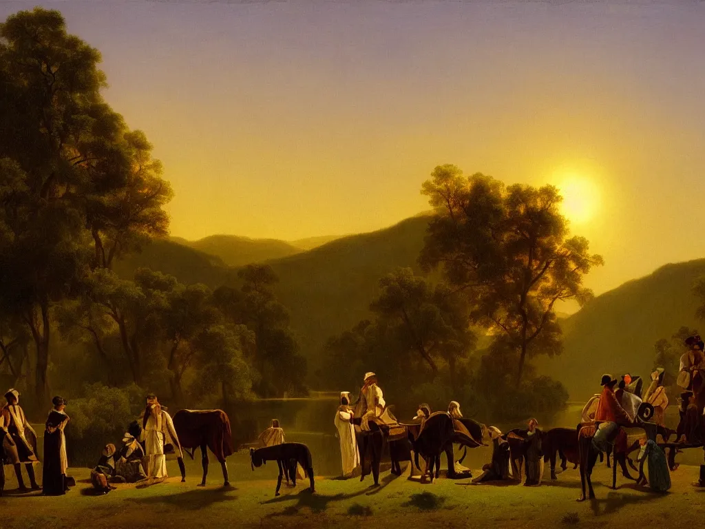 Prompt: 🌅 by george caleb bingham