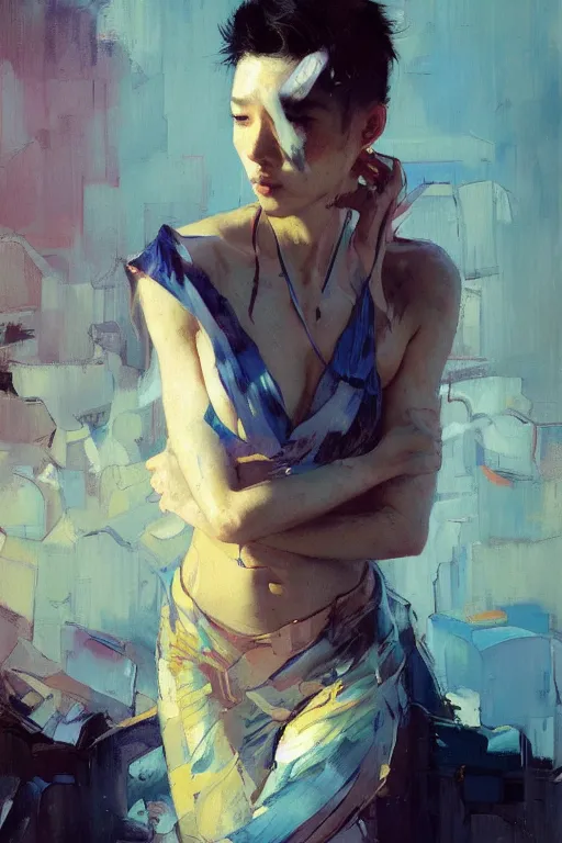Prompt: ljeong ho - yeon by greg rutkowski, jeremy mann, francoise nielly, van gogh, ross tran, rule of thirds, seductive look, beautiful