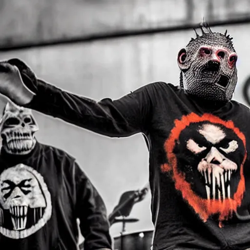 Image similar to Slipknot plays in front of a crowd of monkeys