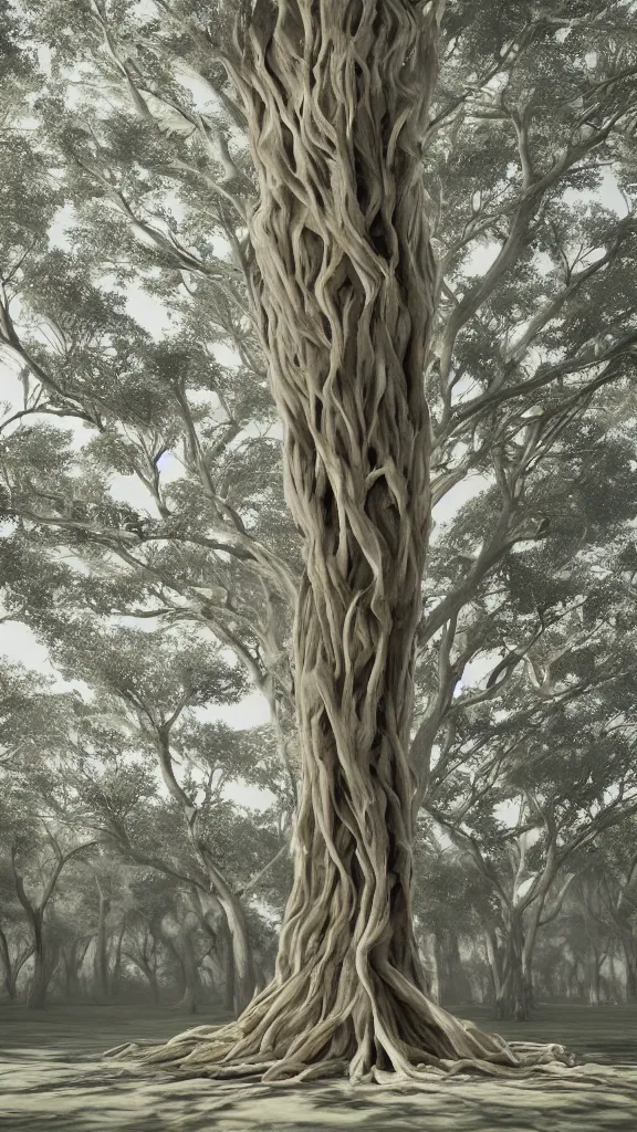 Image similar to tree by vanessa beecroft, octane render, 4 k, 8 k, sharp!, very very beautiful, stunning, twisted, vanishing, transparent, ethereal