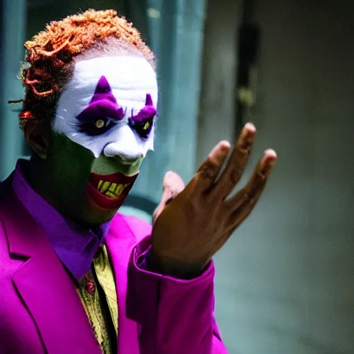 Prompt: a still of tyler the creator in joker