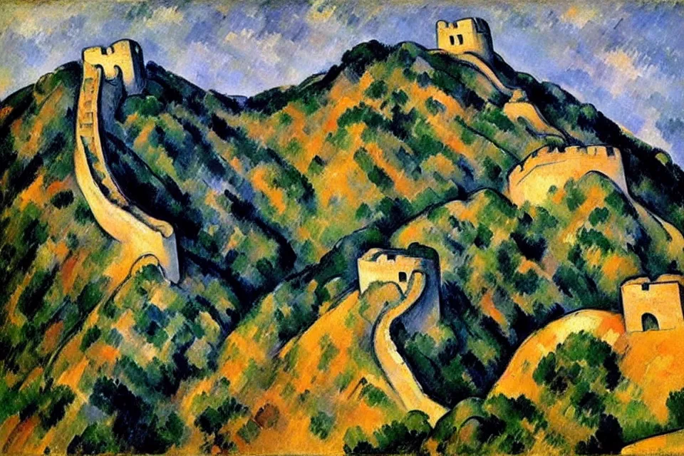 Prompt: the great wall, paul cezanne.
