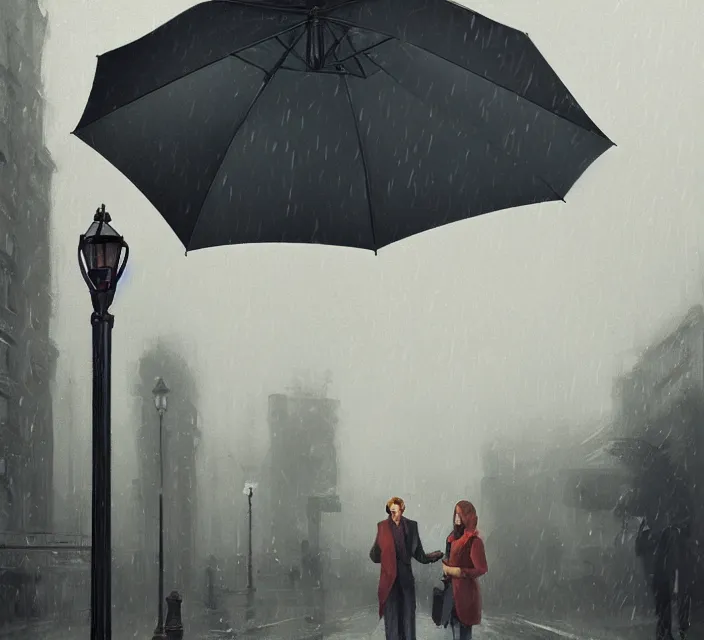 lamppost that is an umbrella, rainy, nostalgia, very | Stable Diffusion ...
