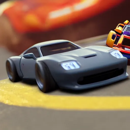 Image similar to dwayne johnson in hotwheels acceleracers