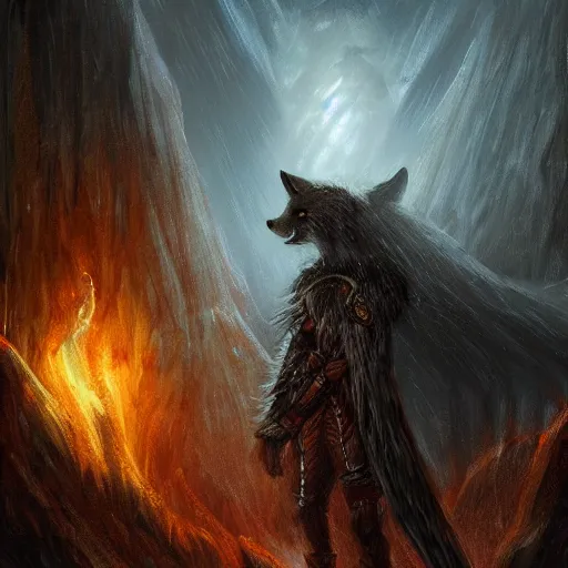 Image similar to a fox in elden ring, elden ring, dark souls, epic fantasy art