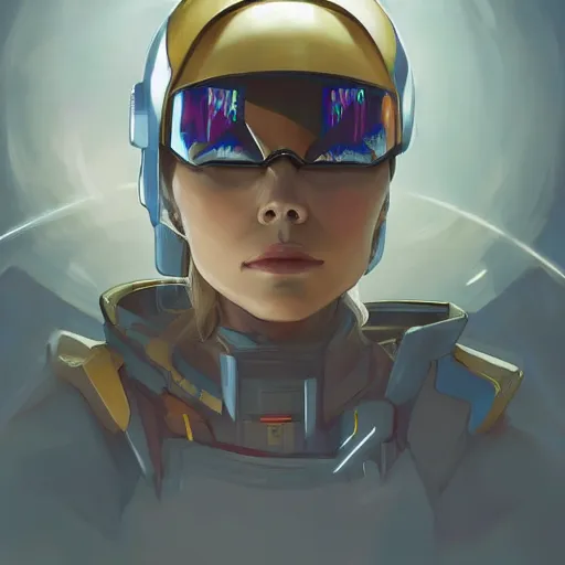 Image similar to a portrait of a stunning beautiful elite elizabeth olsen gundam pilot, with an intricate, detailed, urban inspired hiphop afro futuristic helmet, vector behance hd jesper ejsing, rhads, makoto shinkai, lois van baarle, ilya kuvshinov, rossdraws, hd, 3 2 k, ilya kuvshinov, gustav klimt