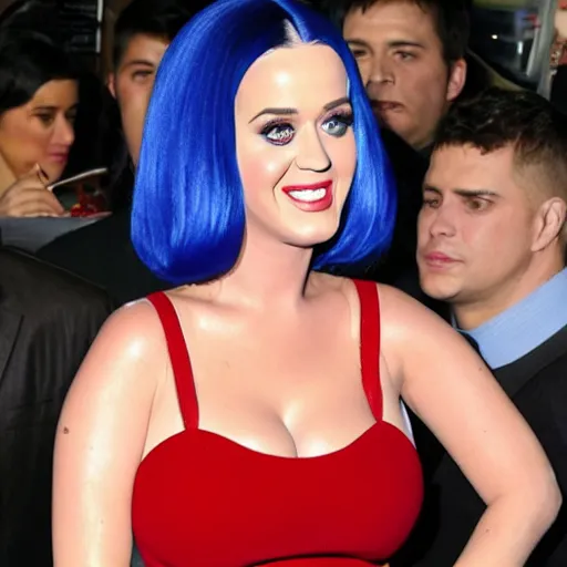 Prompt: Pregnant Katy Perry in a red dress at a movie premiere