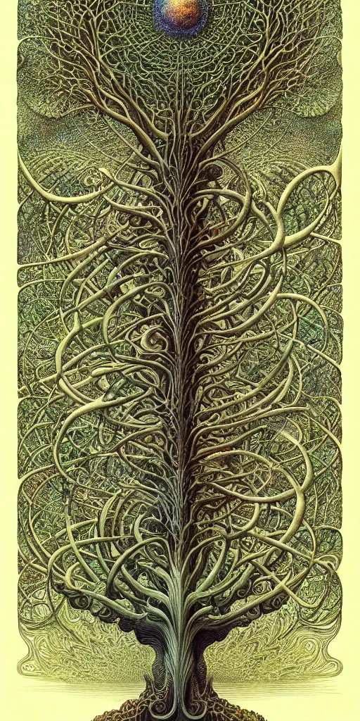 Image similar to tree of life by roger dean and andrew ferez, art forms of nature by ernst haeckel, divine chaos engine, symbolist, visionary, art nouveau, botanical fractal structures, organic, detailed, realistic, surreality