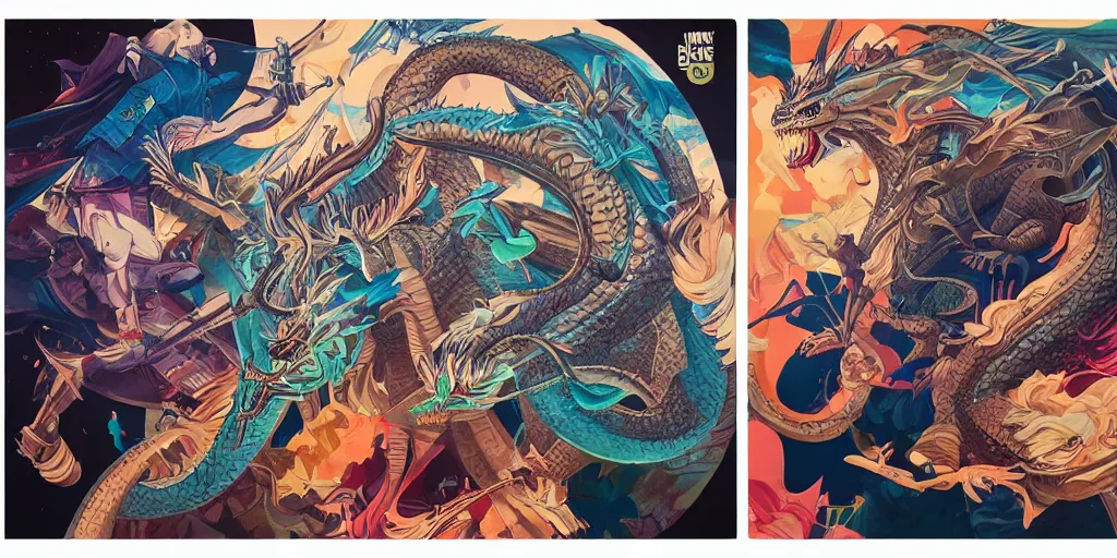 Image similar to A giant Dragon City , Tristan Eaton, victo ngai, artgerm, RHADS, ross draws