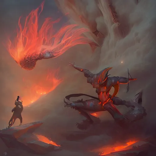 Image similar to huge daragon breathing fire by peter mohrbacher and dan mumford and nekro, cgsociety, volumetric light, 3 d render