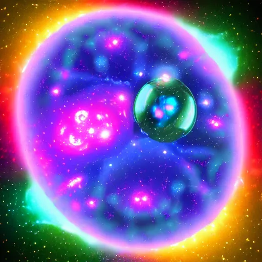 Prompt: A 4D bubble universe expanding at the speed of light. Fractal