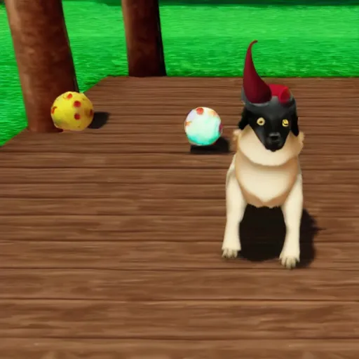 Prompt: a dog turning into a corrupted satan, nintendogs gameplay