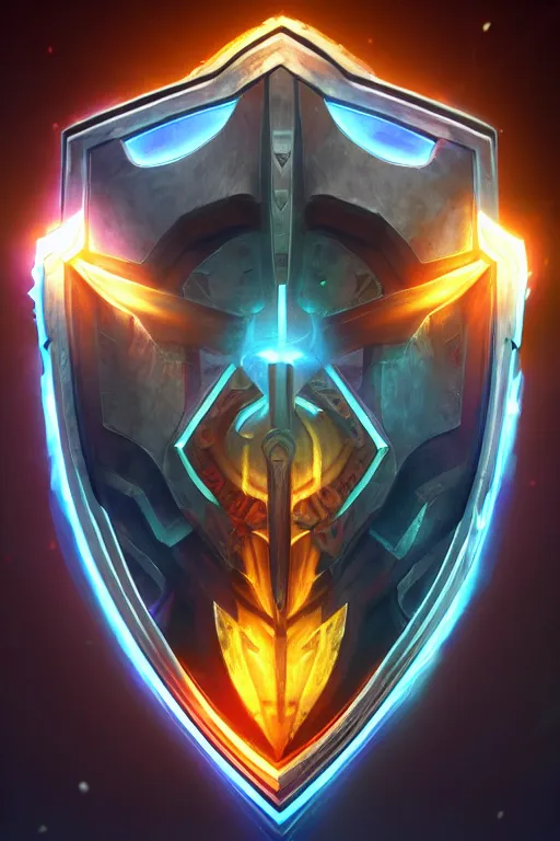 Image similar to shield fantasy epic legends game icon stylized digital illustration radiating a glowing aura global illumination ray tracing hdr fanart arstation by ian pesty and katarzyna da „ bek - chmiel