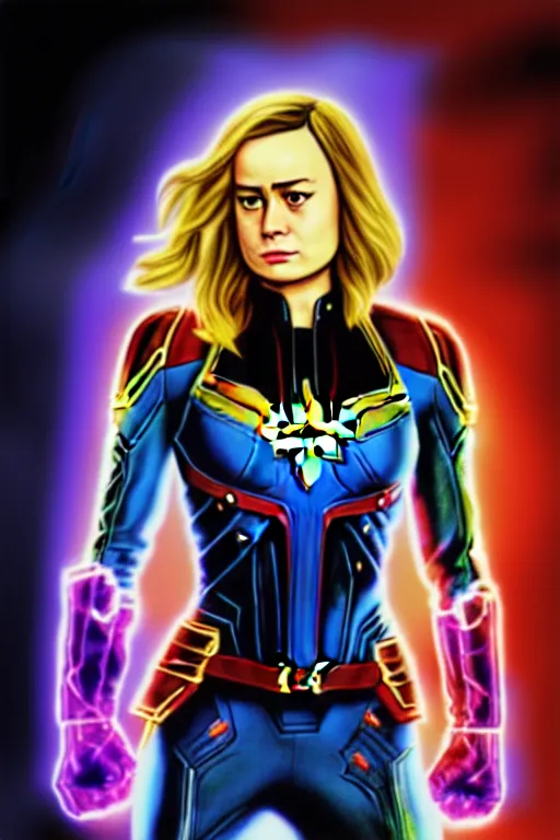 Image similar to Brie Larson as Captain Marvel high quality digital painting in the style of LIto, Junji