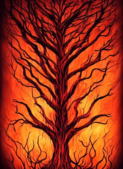 Image similar to dripping heart in fire ❤🔥 with roots growing above it, sadness, dark ambiance, concept by godfrey blow and banksy, featured on deviantart, sots art, lyco art, artwork, photoillustration, poster art, black and red