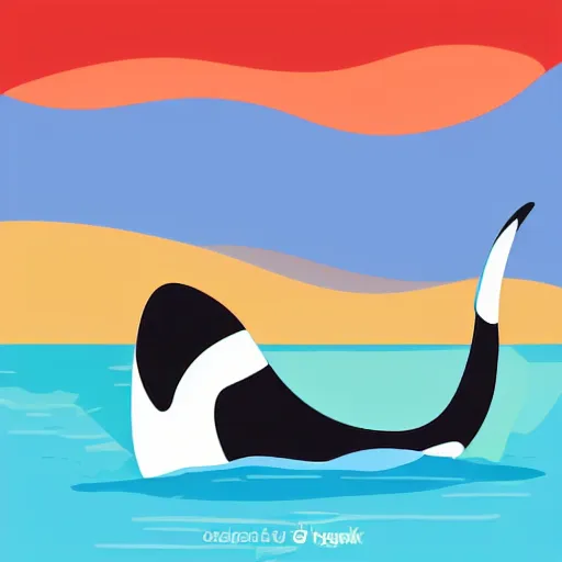 Image similar to Cute orca whale swim isolated cartoon animal illustration flat design premium