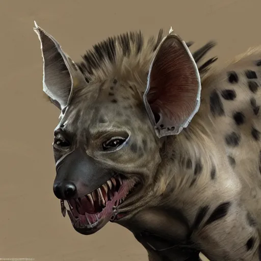 Prompt: realistic cyborg hyena, highly detailed video game concept art