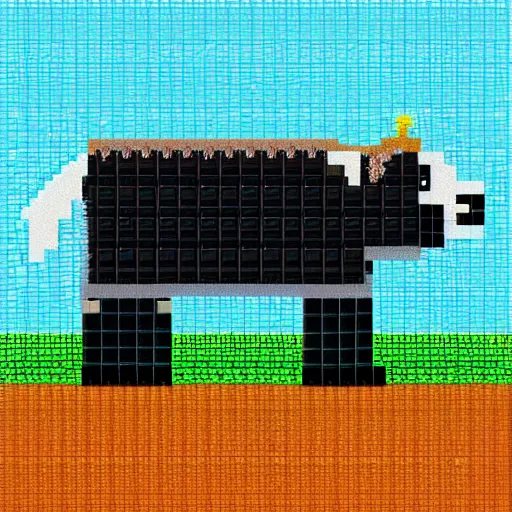 Image similar to a cow in a space suit, pixel art