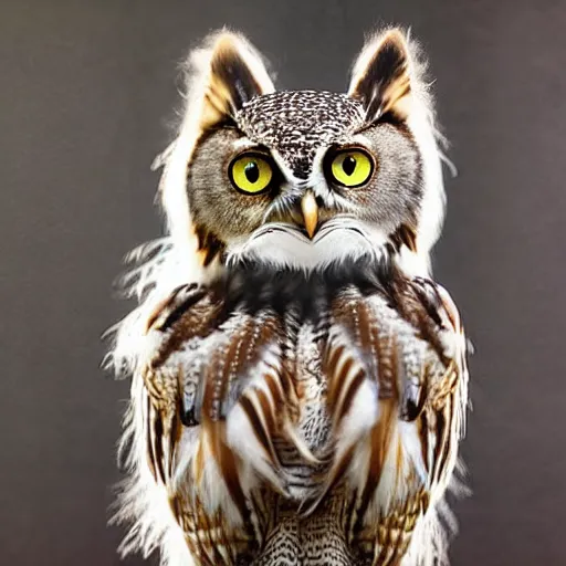 Image similar to a owl - cat - hybrid, animal photography