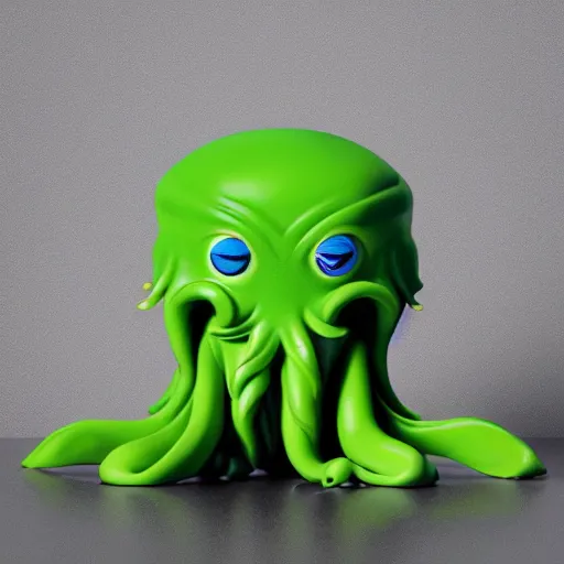 Image similar to ultra cute design for a Cthulhu art vinyl toy, Pixar, studio lighting, product shot 4k hd