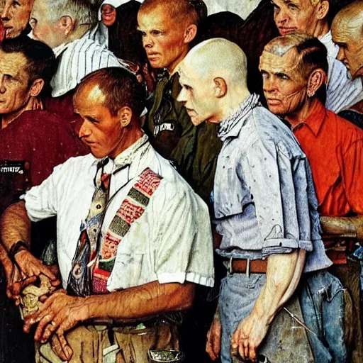 Prompt: White tribesmen. A Norman Rockwell painting.