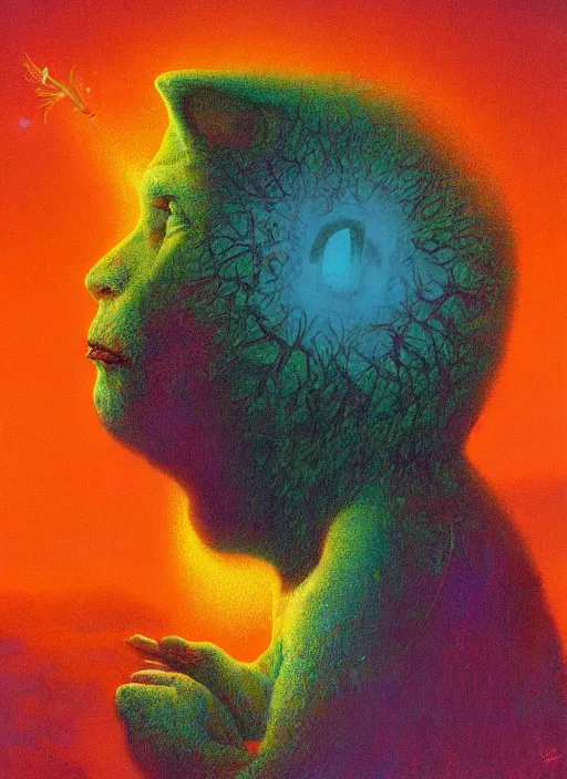 Image similar to alex jones by lisa frank and zdzislaw beksinski