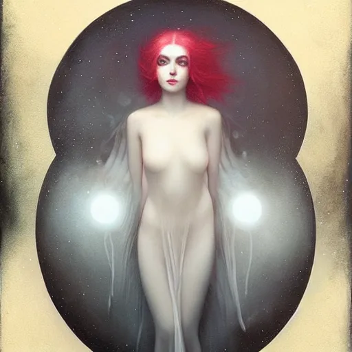 Prompt: pale young ghost girl, tom bagshaw, moonlight