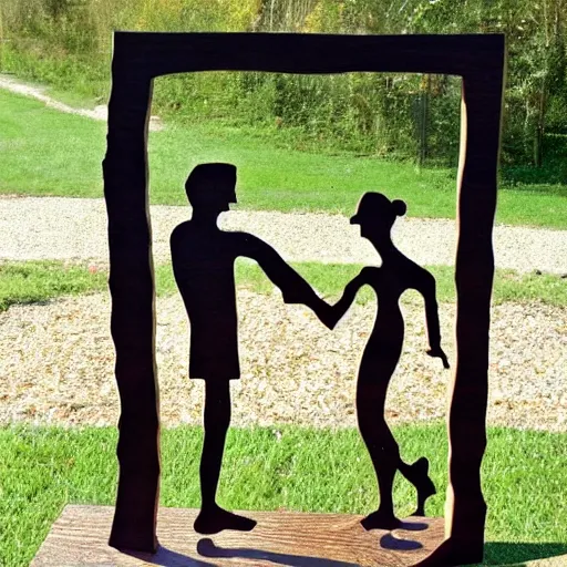 Image similar to a wood masterpiece symbolizing kissing