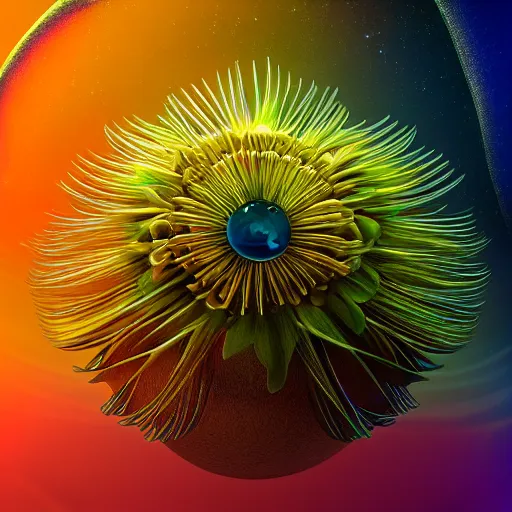 Prompt: pistils stamens Faberge macro by Beeple:7, a 8k film rendered in Cinema4D:4, collaboration between Zdzisław Beksiński and Salvador Dali:3, pearlescent giger bouquet in a nebula:2, hyperrealistic flickr:5