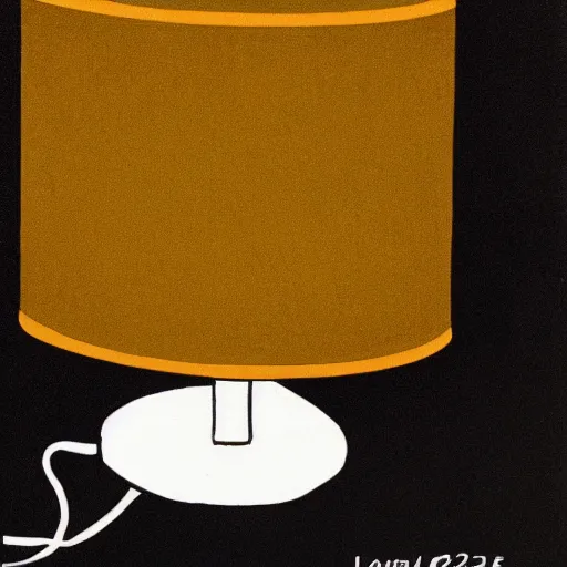 Prompt: 1 9 9 5 cover art, lamp, linocut, tones of black, dot