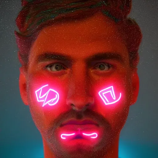 Image similar to cartoon portrait made out of rain, neon colors, rendered in octane, unreal engine, highly detailed, beautiful