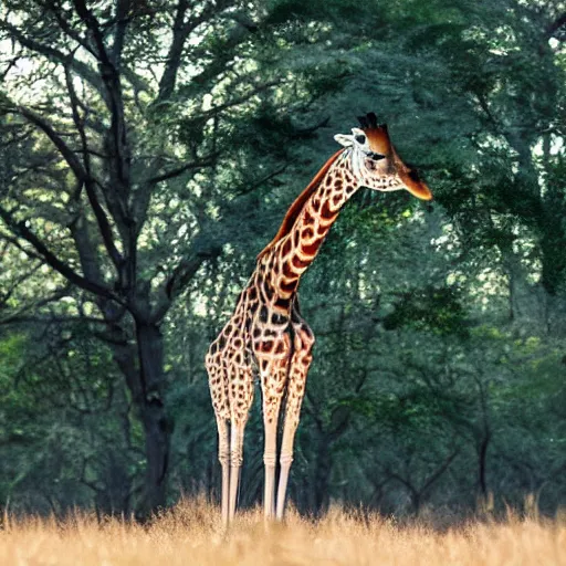 Image similar to giraffe standing on a giraffe, sharp focus, volumetric light, high details