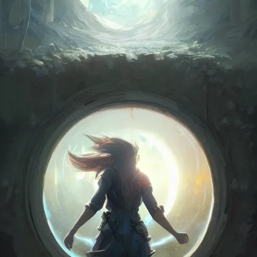 Prompt: wall with a circular magic portal to another world. framed, ethereal, rich estate, fantasy, smooth, sharp focus, high detailed digital art trending in artstation. artist greg rutkowski