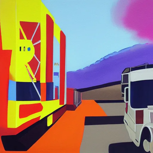 Prompt: abstract painting of transport tycoon,