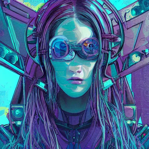 Image similar to portrait painting of a cyberpunk olivia hye from loona, sharp focus, award - winning, trending on artstation, masterpiece, highly detailed, intricate. art by josan gonzales and moebius and deathburger