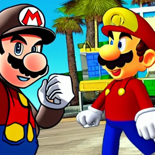 Prompt: mario in gta san andreas