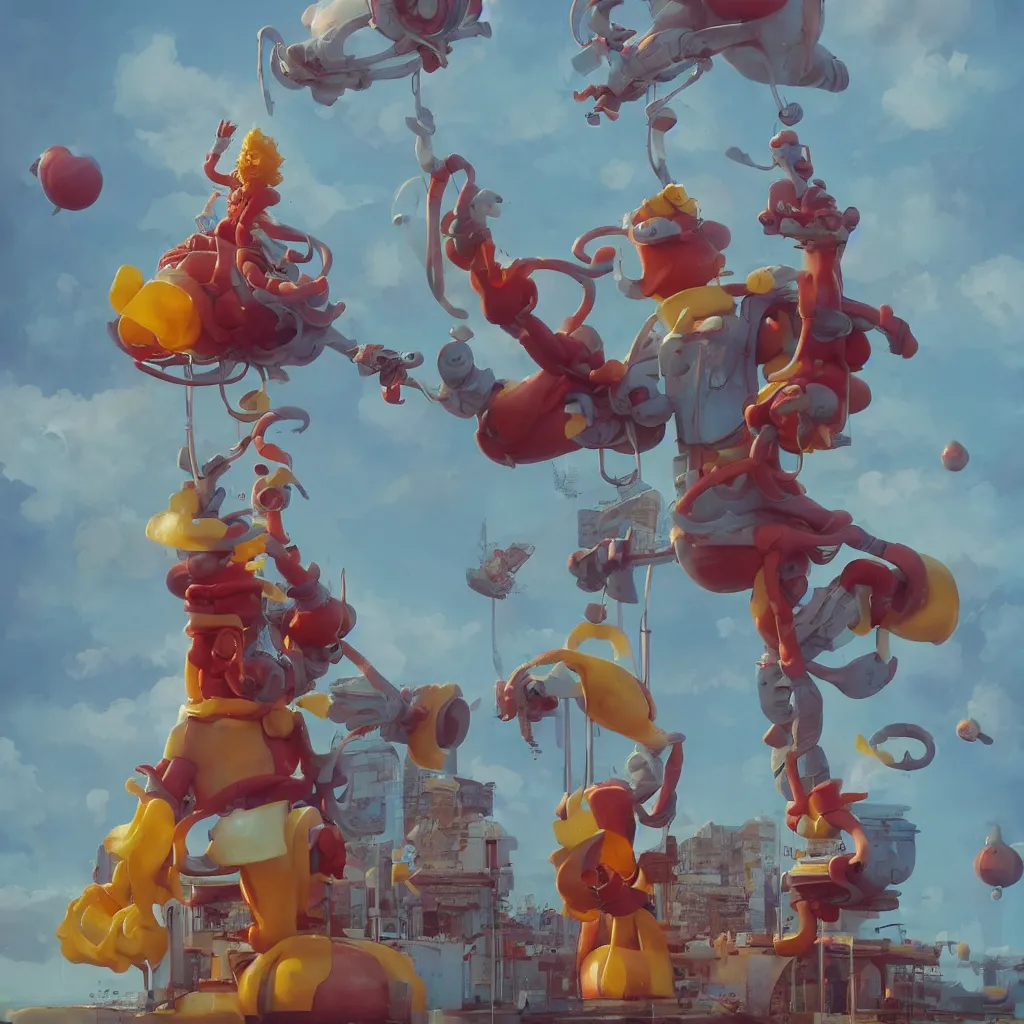 Image similar to ronald mcdonald statue in the world by beeple, darek zabrocki, tyler edlin, jordan grimmer, neil blevins, james paick, natasha tan, highly detailed, ultra detailed, ultra realistic, trending on artstation