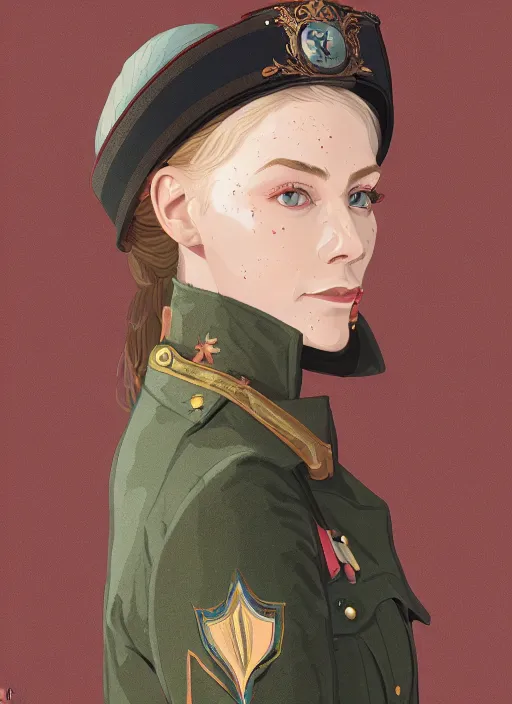 Prompt: portrait of beautiful nordic woman wearing world war 1 uniform, artstation winner by victo ngai, kilian eng and by jake parker, swirly vibrant color lines, winning award masterpiece, fantastically gaudy, aesthetic octane render, 8 k hd resolution