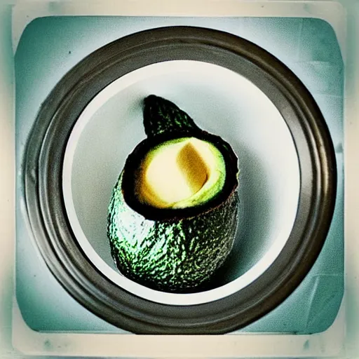 Prompt: “a city inside an avocado, Polaroid photograph”