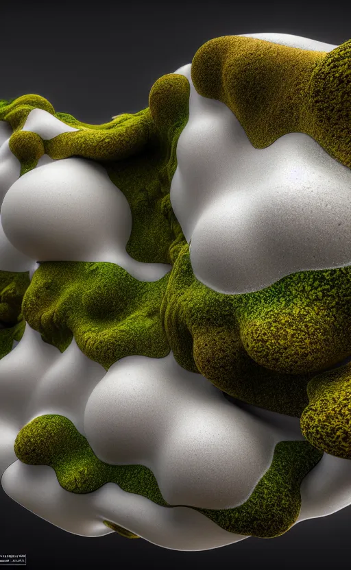 Prompt: highly detailed ultra sharp 3 d render cinematic composition of a smooth ceramic porcelain biomorphic magnolia stone nebula fluid fractal sci - fi surreal architecture landscape, granite, metallic, magnesium, marble, moss and lichen, vincent callebaut composition, mamou - mani, archviz, beautiful lighting, 8 k, unreal engine, hdr,