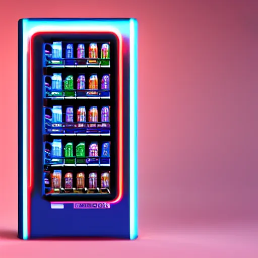 Prompt: futuristic vending machine concept art, 4k render, raytraced, cyberpunk