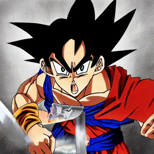 Image similar to goku with berserk sword