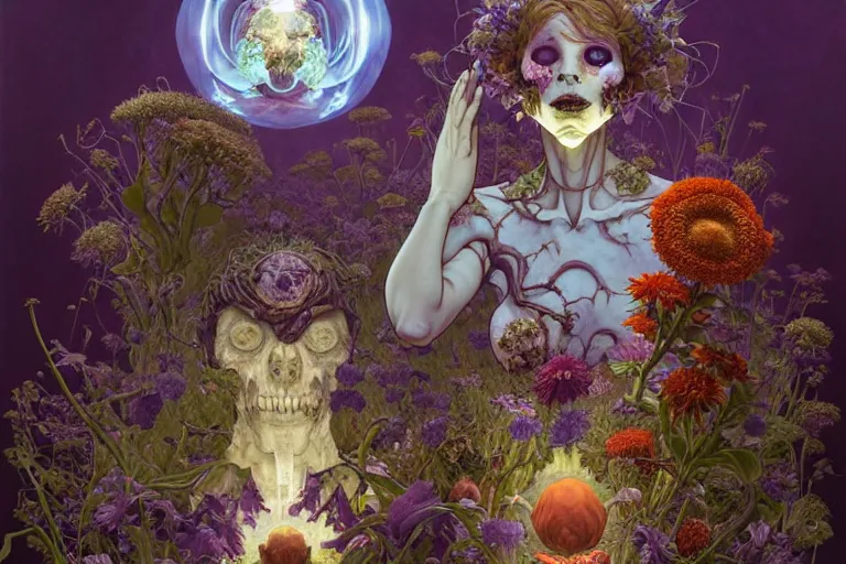 Image similar to the platonic ideal of flowers, rotting, insects and praying of cletus kasady carnage thanos dementor wild hunt doctor manhattan chtulu mandelbulb mandala ponyo spirited away davinci heavy rain, d & d, fantasy, ego death, decay, dmt, psilocybin, art by artgerm and greg rutkowski and alphonse mucha