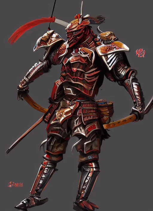 Image similar to Samurai with an insectoid armor, in the style of Sam Guay and Fenghua Zhong and Sam Spratt, character art, trending on artstation