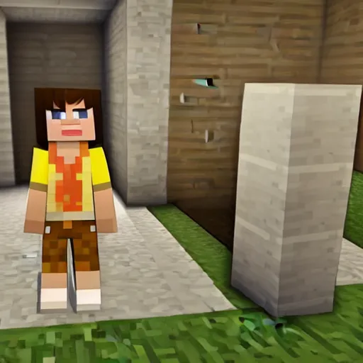 Prompt: Emma Watson screenshot from minecraft